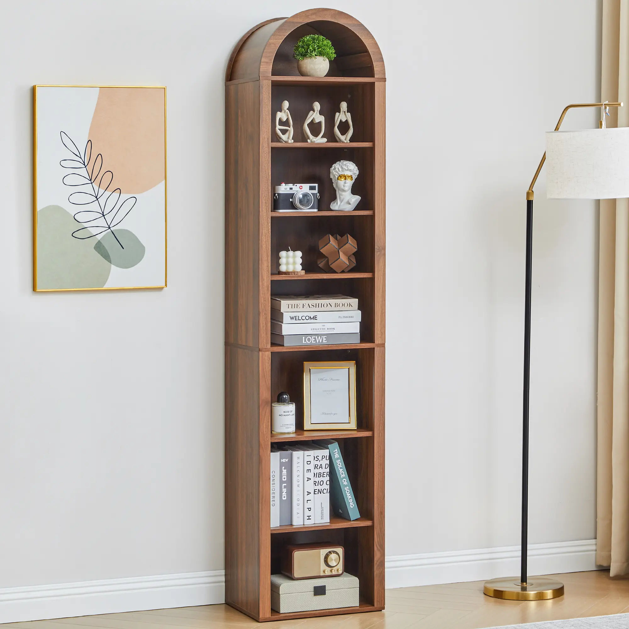 Librero de Madera con Diseño Arqueado