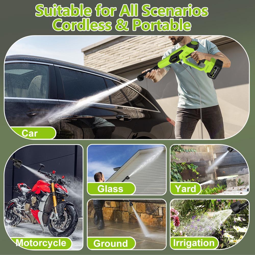 【SUMMER SALE】KEPEAK Wireless High Pressure Power Washer, 1500PSI 48V 5.0Ah Cordless Rechargeable Car Wash Kit with Snowflake Foam Spray Gun, Power Washer Lance,car accessories