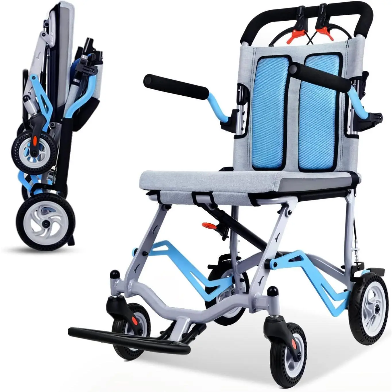 Silla de Ruedas Ligera y Plegable