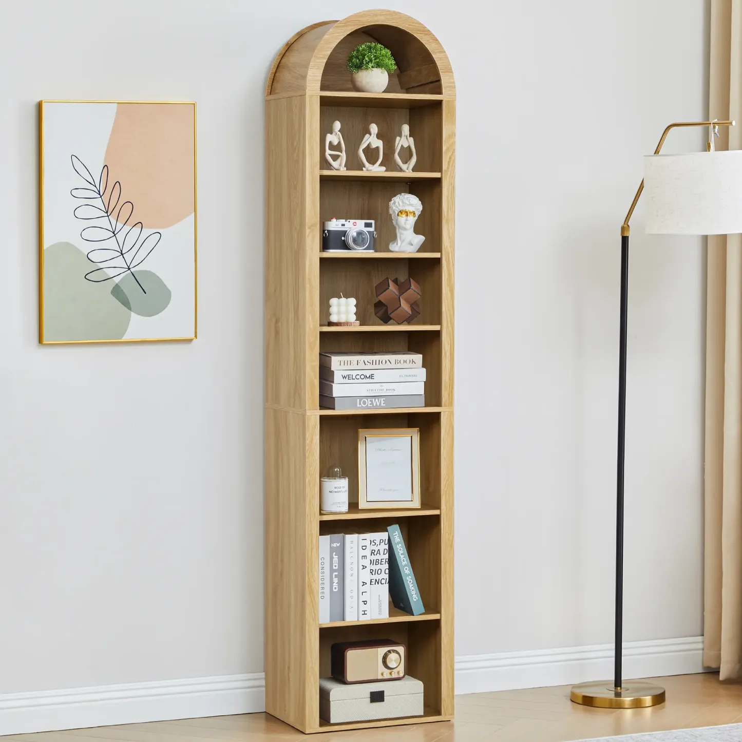 Librero de Madera con Diseño Arqueado