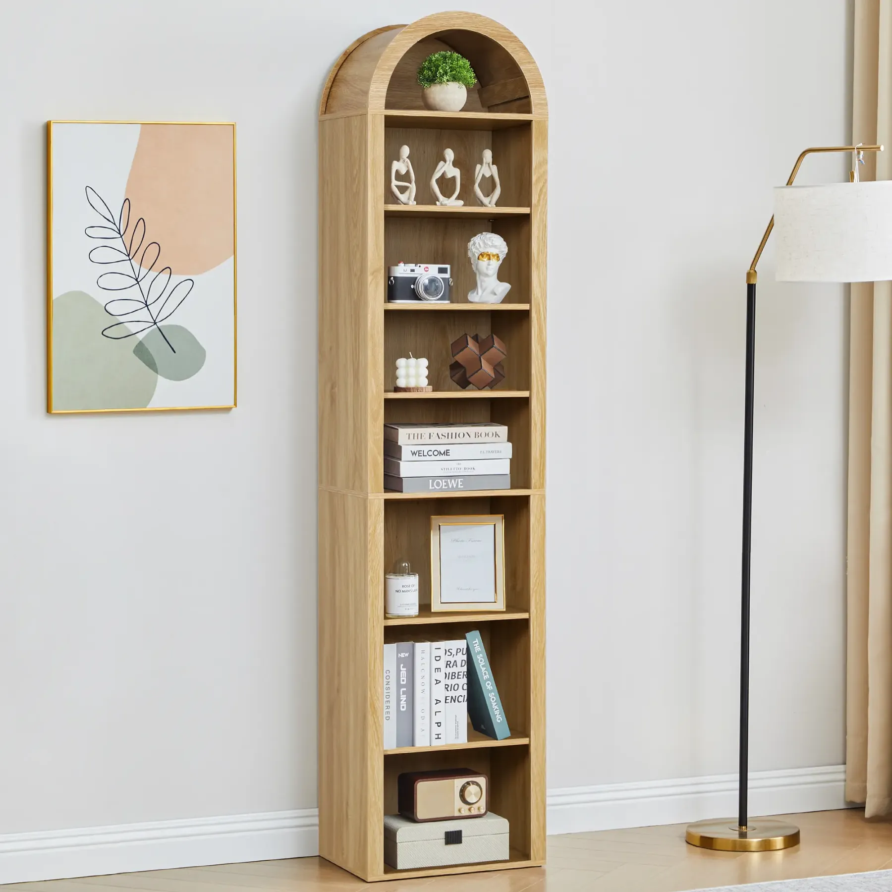 Librero de Madera con Diseño Arqueado