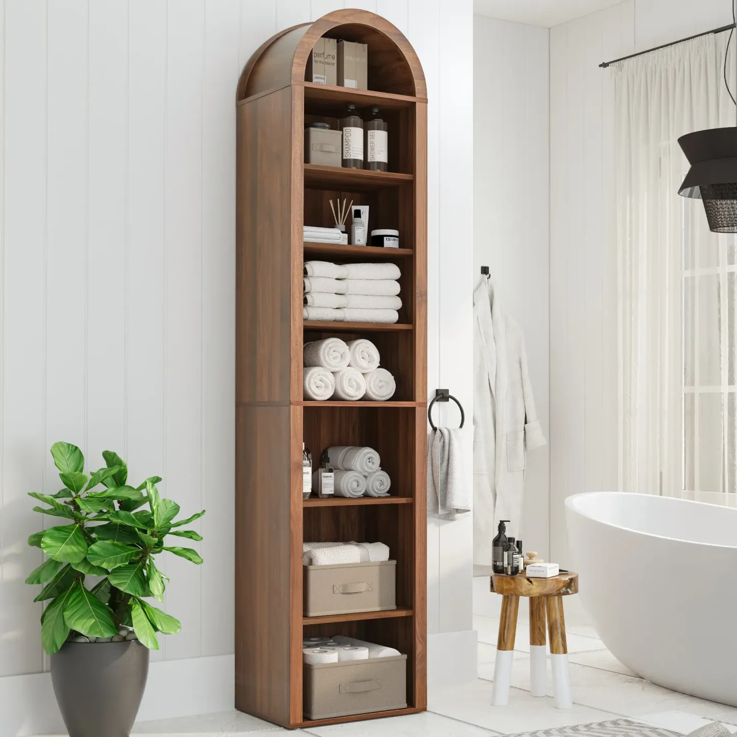 Librero de Madera con Diseño Arqueado