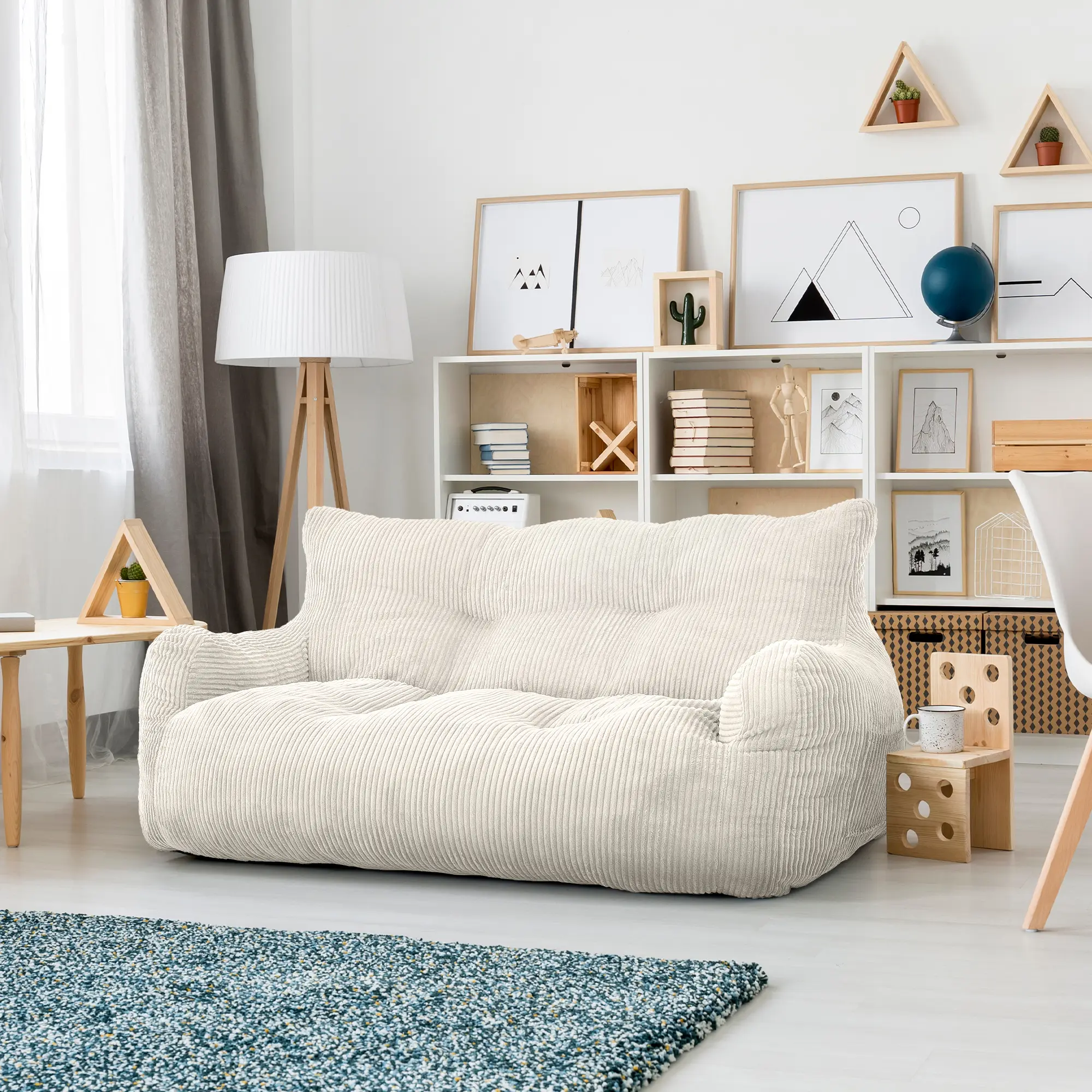 Sofá Puff Reclinable de 2 Plazas de Pana