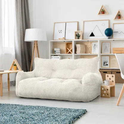 Sofá Puff Reclinable de 2 Plazas de Pana
