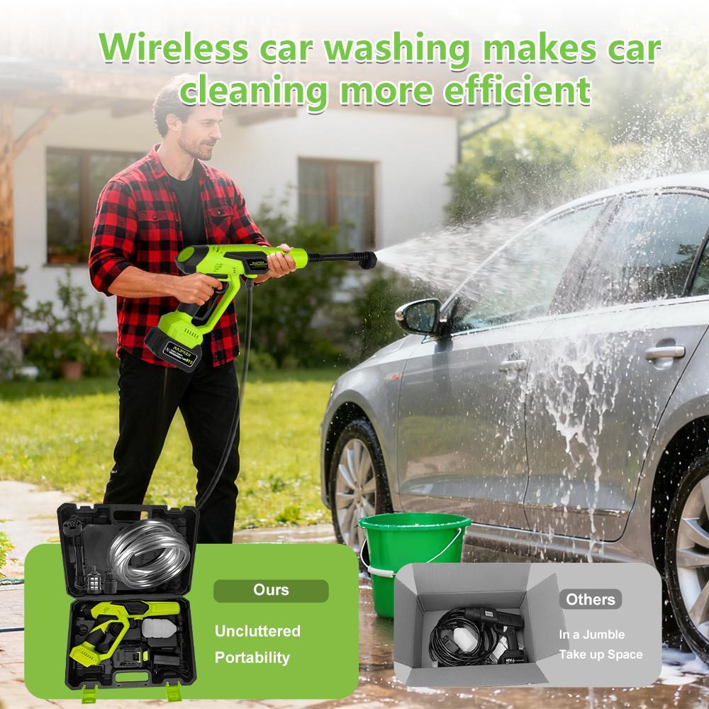 【SUMMER SALE】KEPEAK Wireless High Pressure Power Washer, 1500PSI 48V 5.0Ah Cordless Rechargeable Car Wash Kit with Snowflake Foam Spray Gun, Power Washer Lance,car accessories