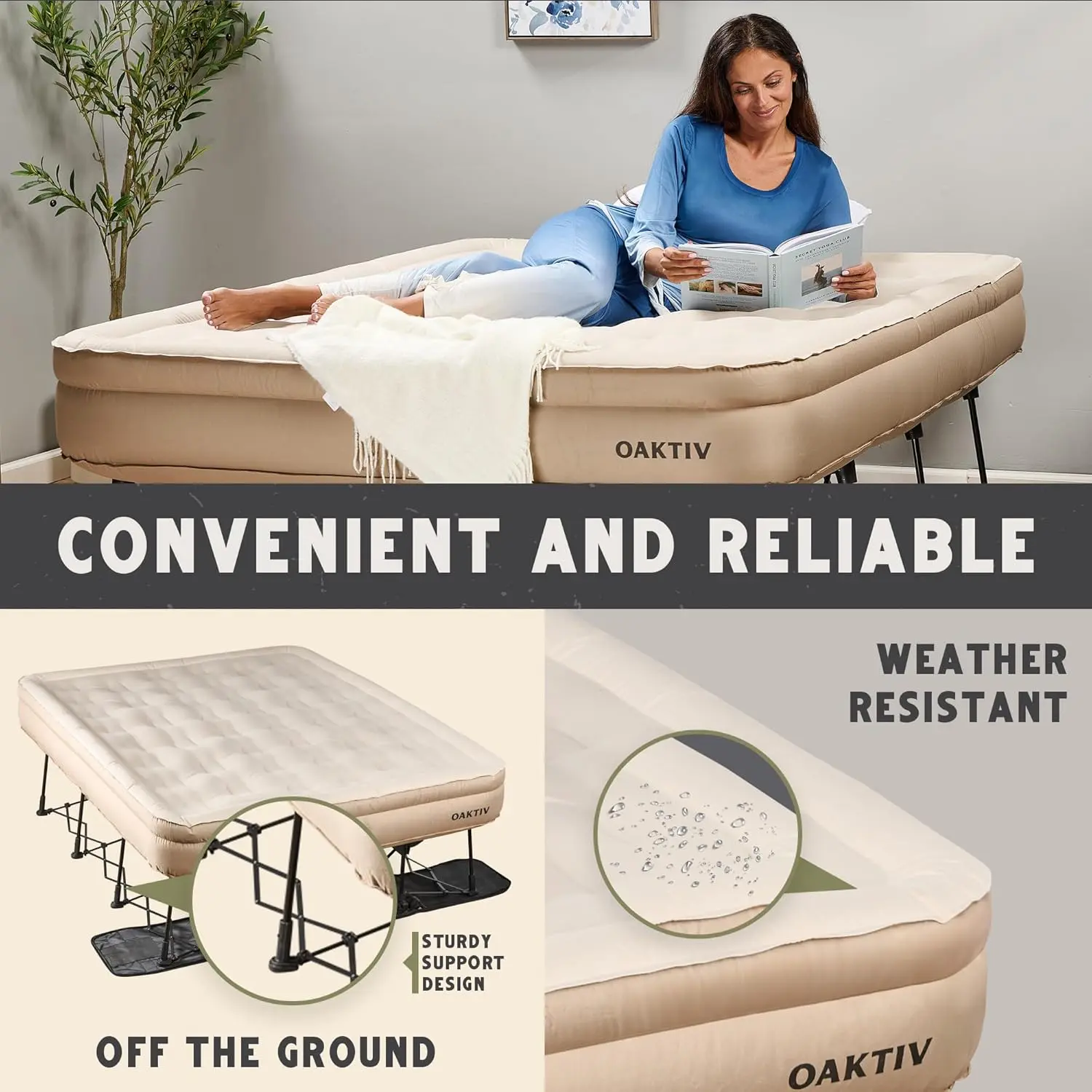 Cama Inflable Queen con Base Plegable