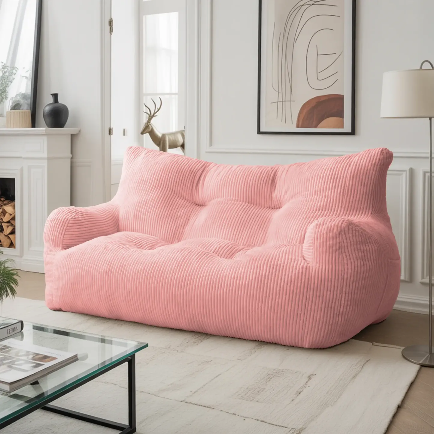 Sofá Puff Reclinable de 2 Plazas de Pana