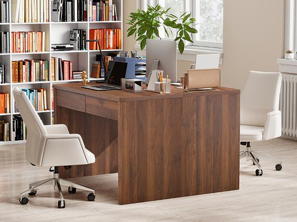 Giratree 43" Small Computer Desk with 2 Drawers, Mid Century Modern Writing Study Table for Home Office, Vintage PC Work Desk with Storage for Bedroom Small Spaces, Easy Assembly Giratree 43" Small Computer Desk with 2 Drawers, Mid Century Modern Writing Study Table for Home Office, Vintage PC Work Desk with Storage for Bedroom Small Spaces, Easy Assembly