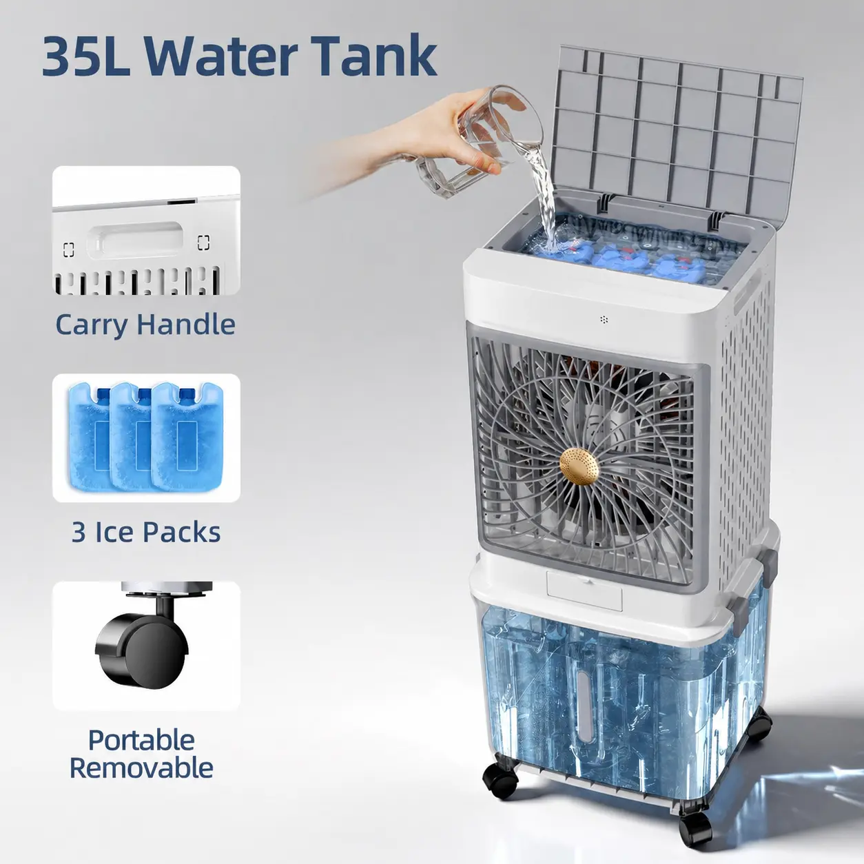 Enfriador de Aire Evaporativo Portátil 35L