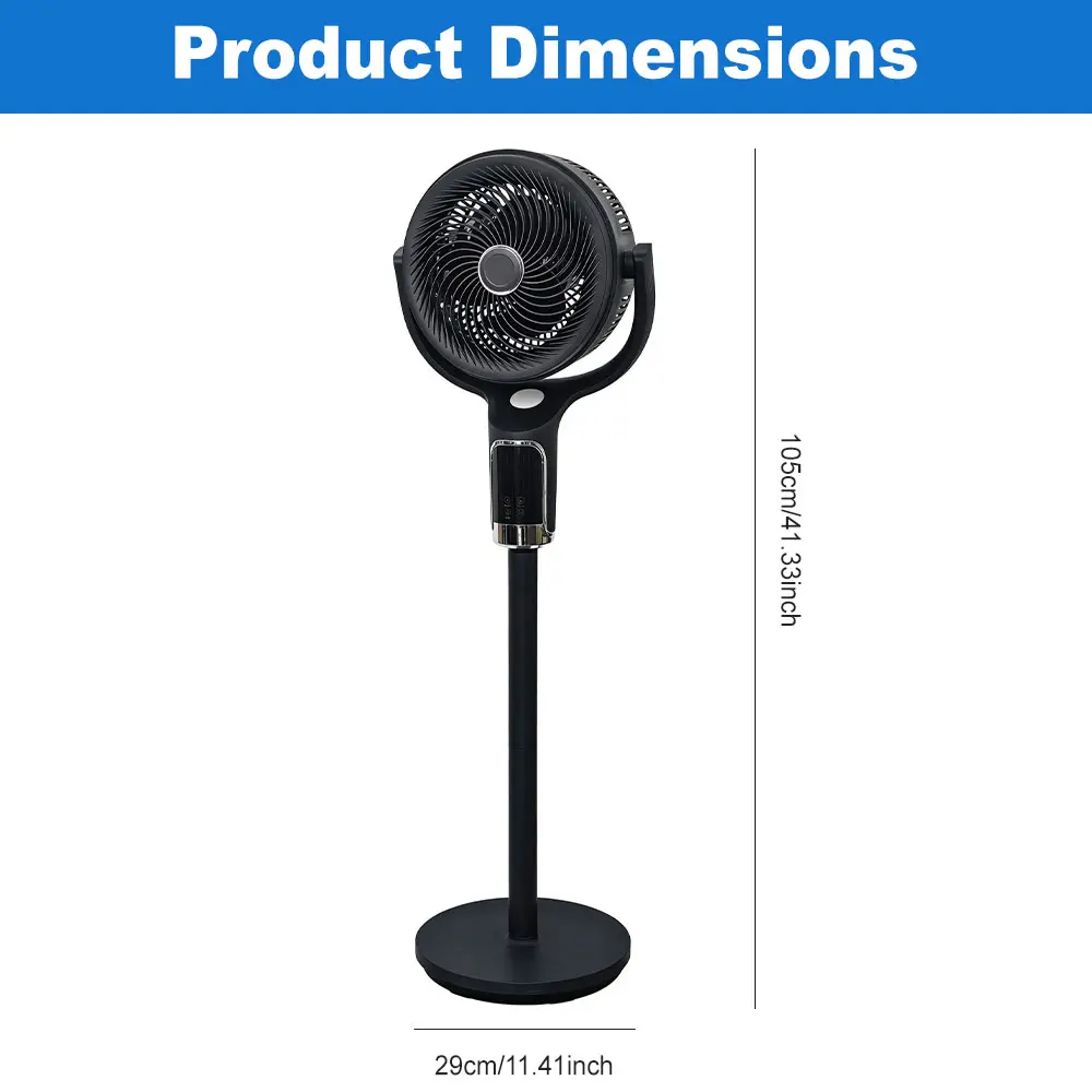 Ventilador de Pedestal Oscilante con Control Remoto 8 Velocidades