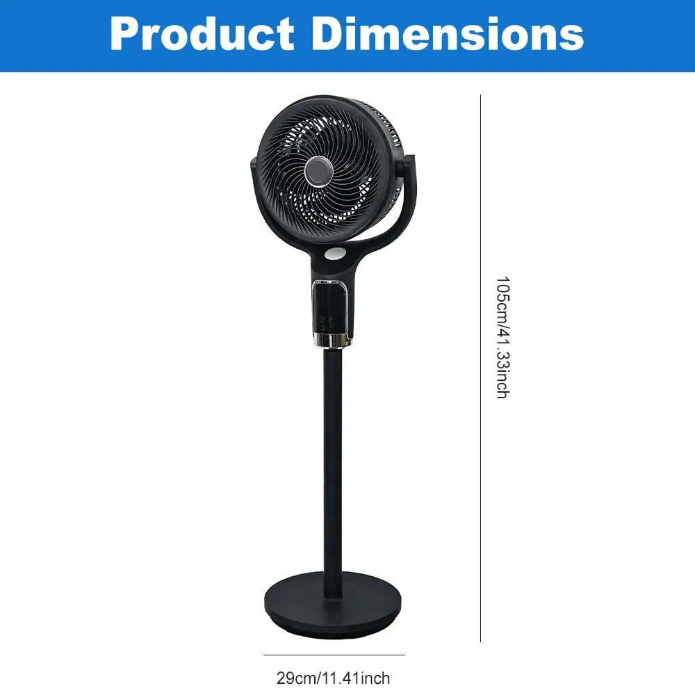 Ventilador de Pedestal Oscilante con Control Remoto 8 Velocidades