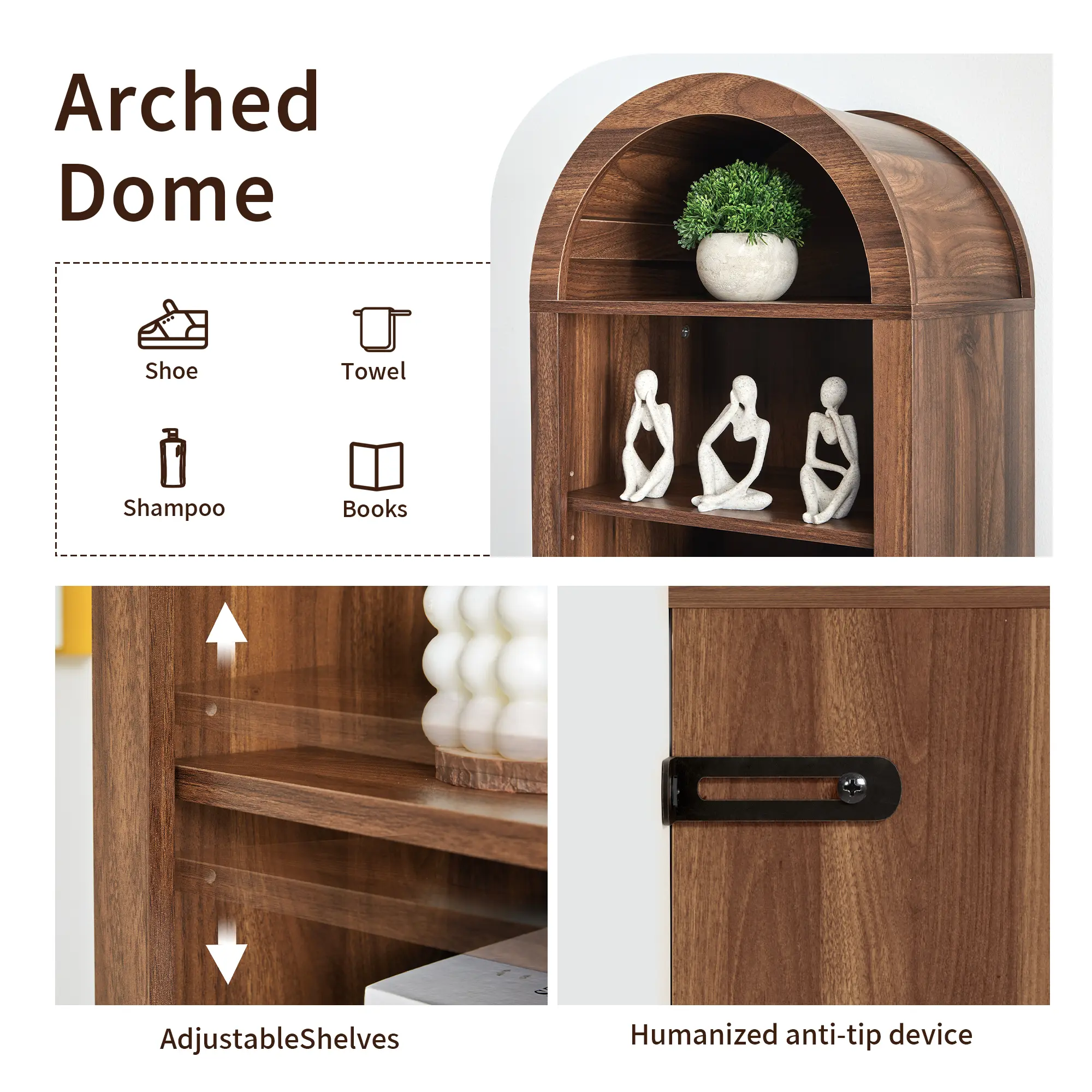 Librero de Madera con Diseño Arqueado