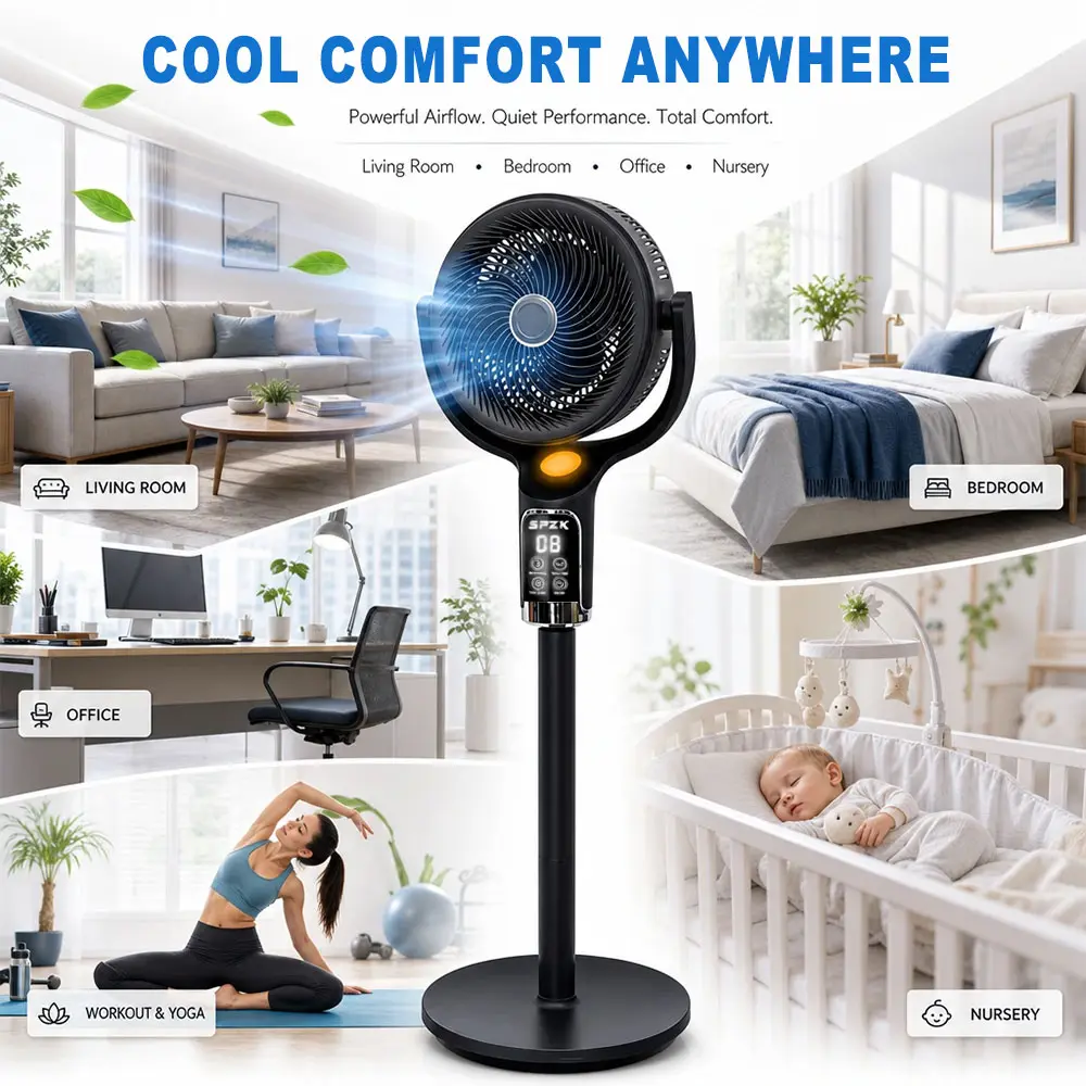Ventilador de Pedestal Oscilante con Control Remoto 8 Velocidades