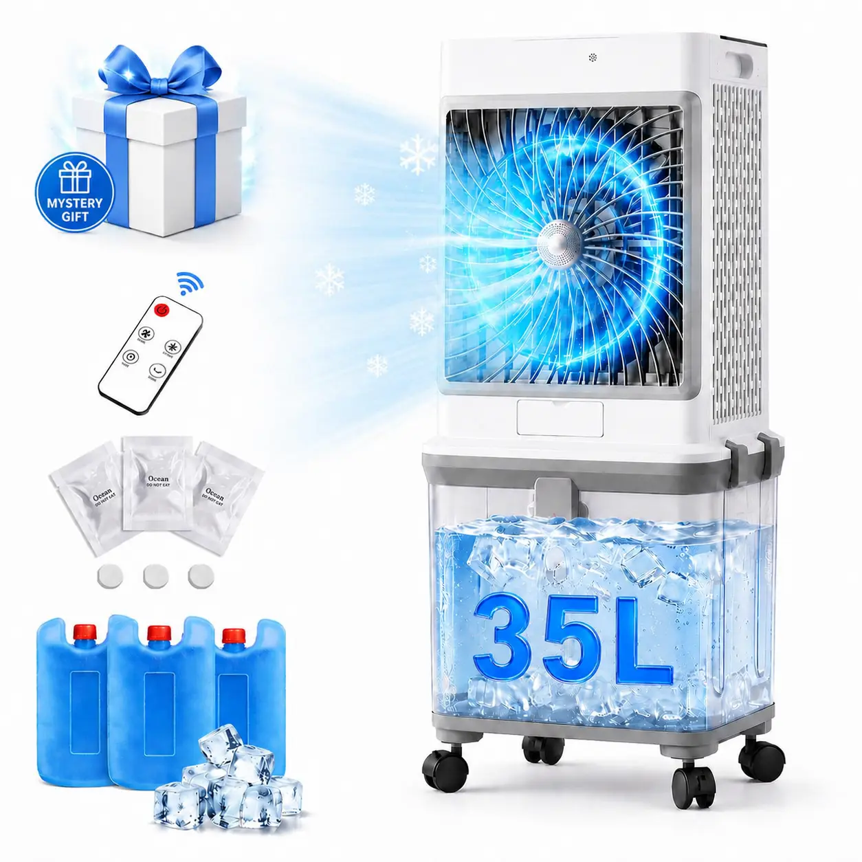 Enfriador de Aire Evaporativo Portátil 35L