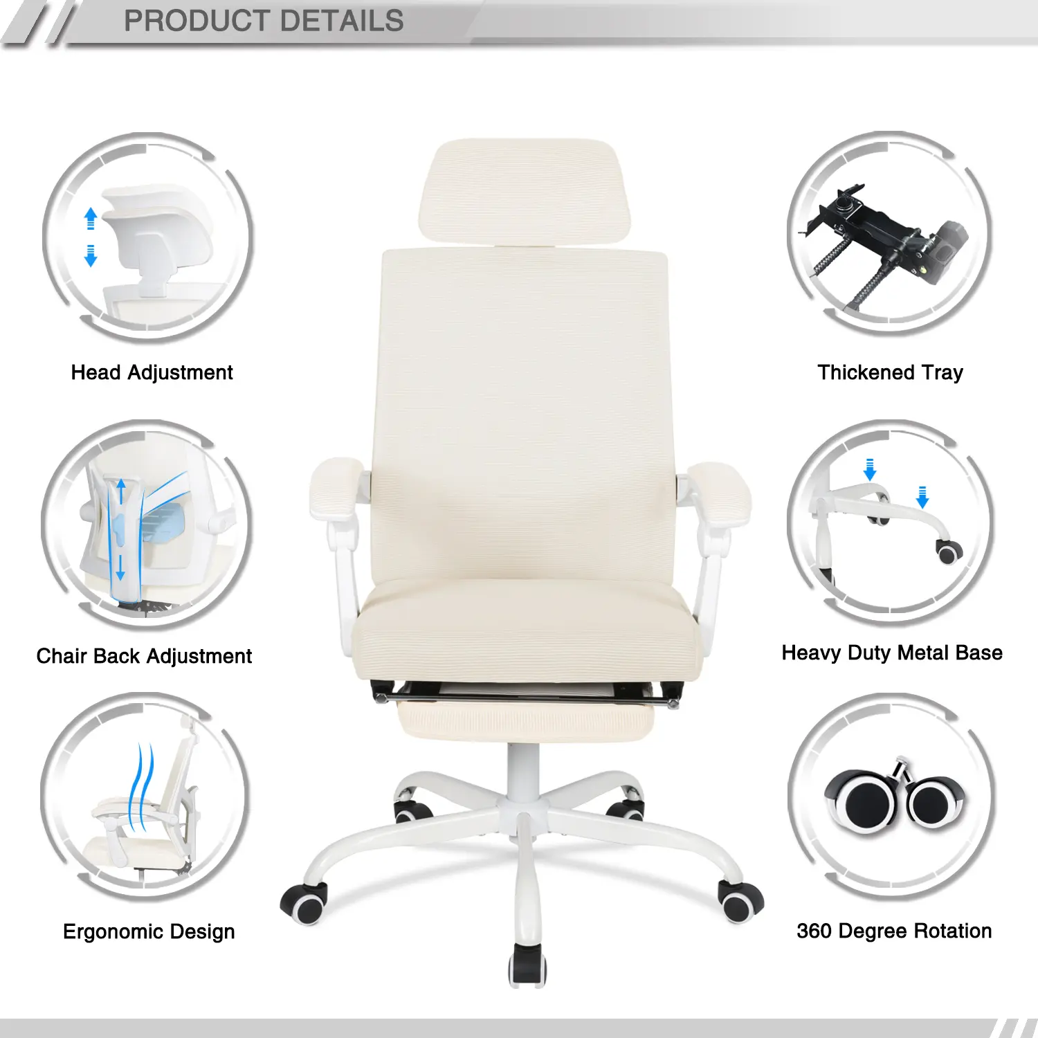 Silla Ergonómica de Oficina con Reposapiés