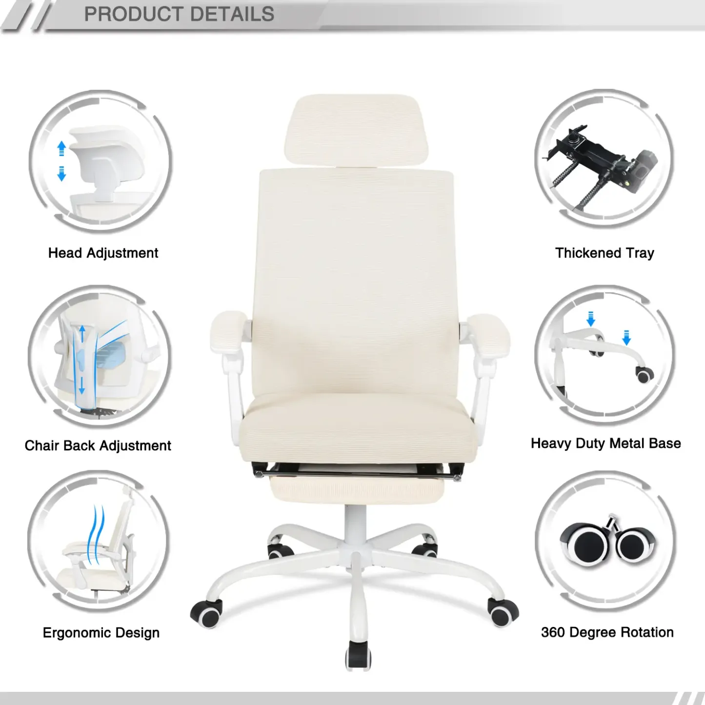 Silla Ergonómica de Oficina con Reposapiés