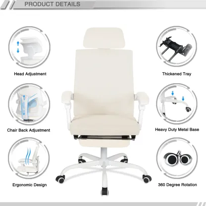 Silla Ergonómica de Oficina con Reposapiés