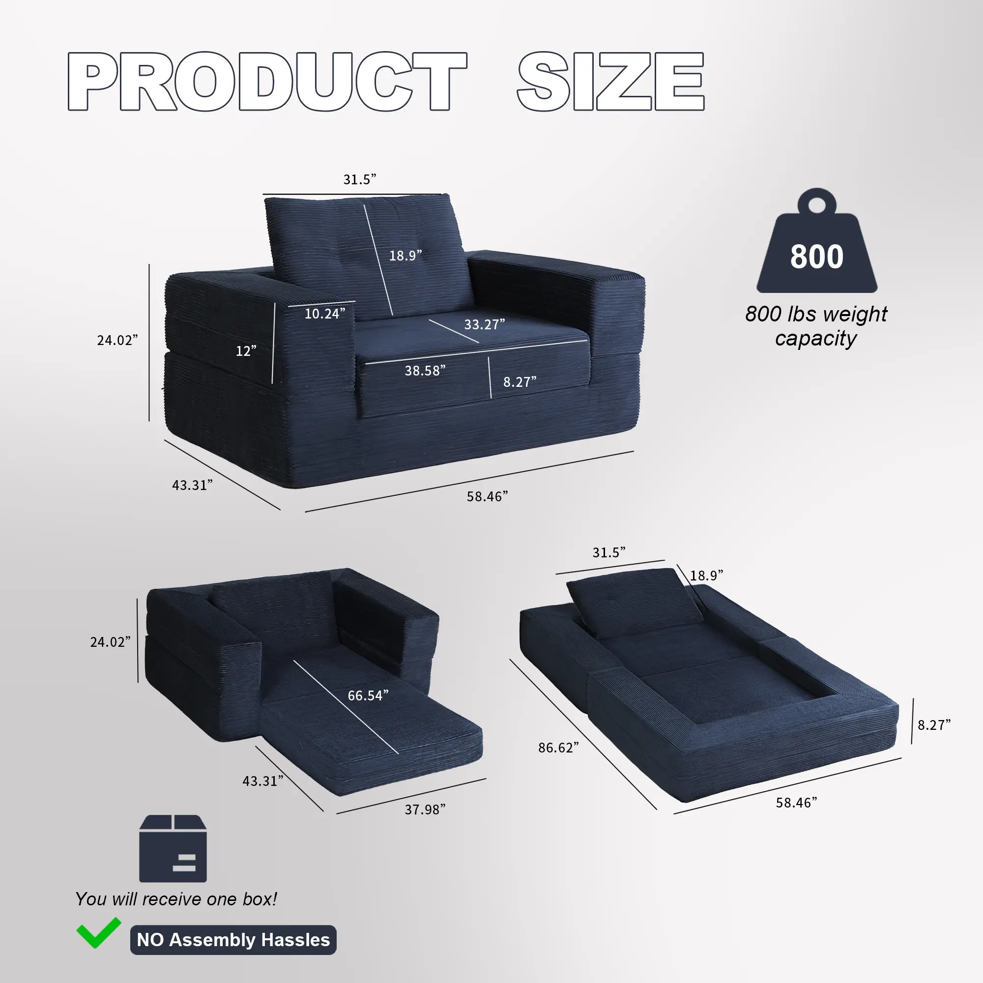 Sofá Cama Convertible 2 en 1