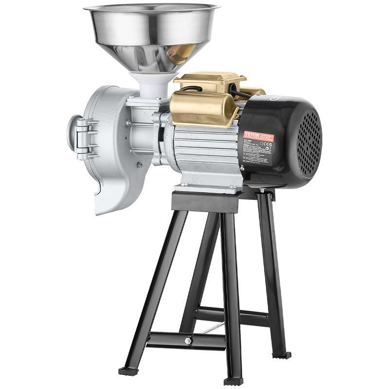 Molino eléctrico de granos 3000W – Molino comercial de maíz y especias, con embudo, ajuste de grosor, para harina, cereales y trigo, molienda seca y húmeda, de alta resistencia-1001/HY