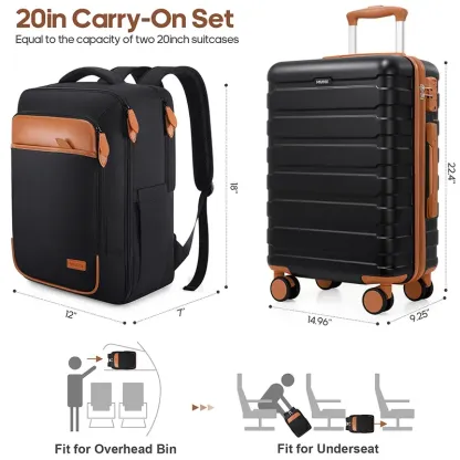 Juego de maletas Miusse de 3 piezas con carcasa rígida de ABS y ruedas multidireccionales