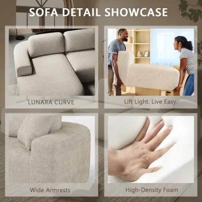 Sofá seccional modular de 107 pulgadas con chaise longue, sin necesidad de montaje, tapicería moderna con textura tejida, diseño convertible en forma de L para la sala de estar; un regalo para toda la familia: esposos, padres, etc.