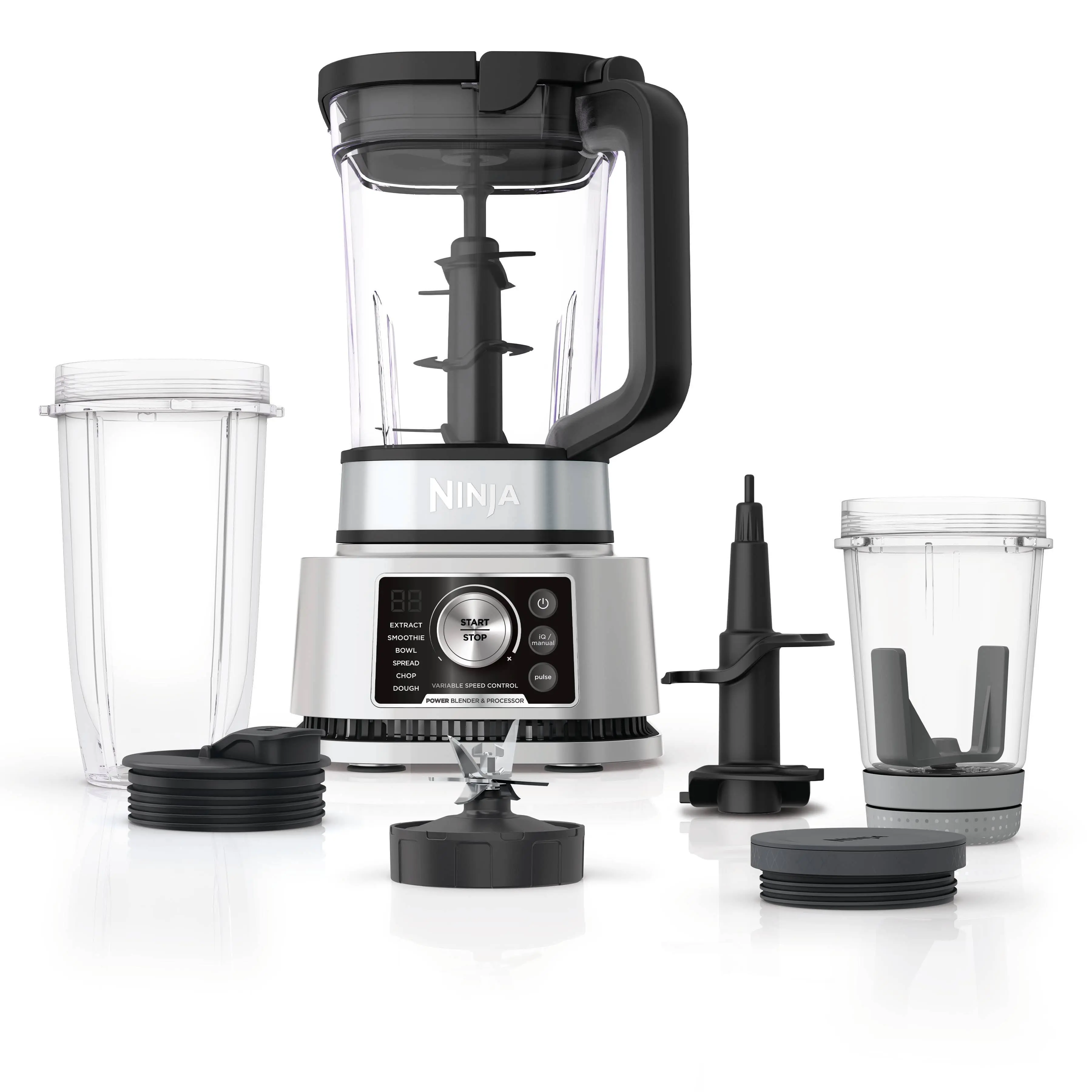 Sistema de licuadora y procesador Ninja Foodi Power con accesorio para bowls de batido y extractor de nutrientes + Licuadora 4 en 1 de 1400 W - SS351