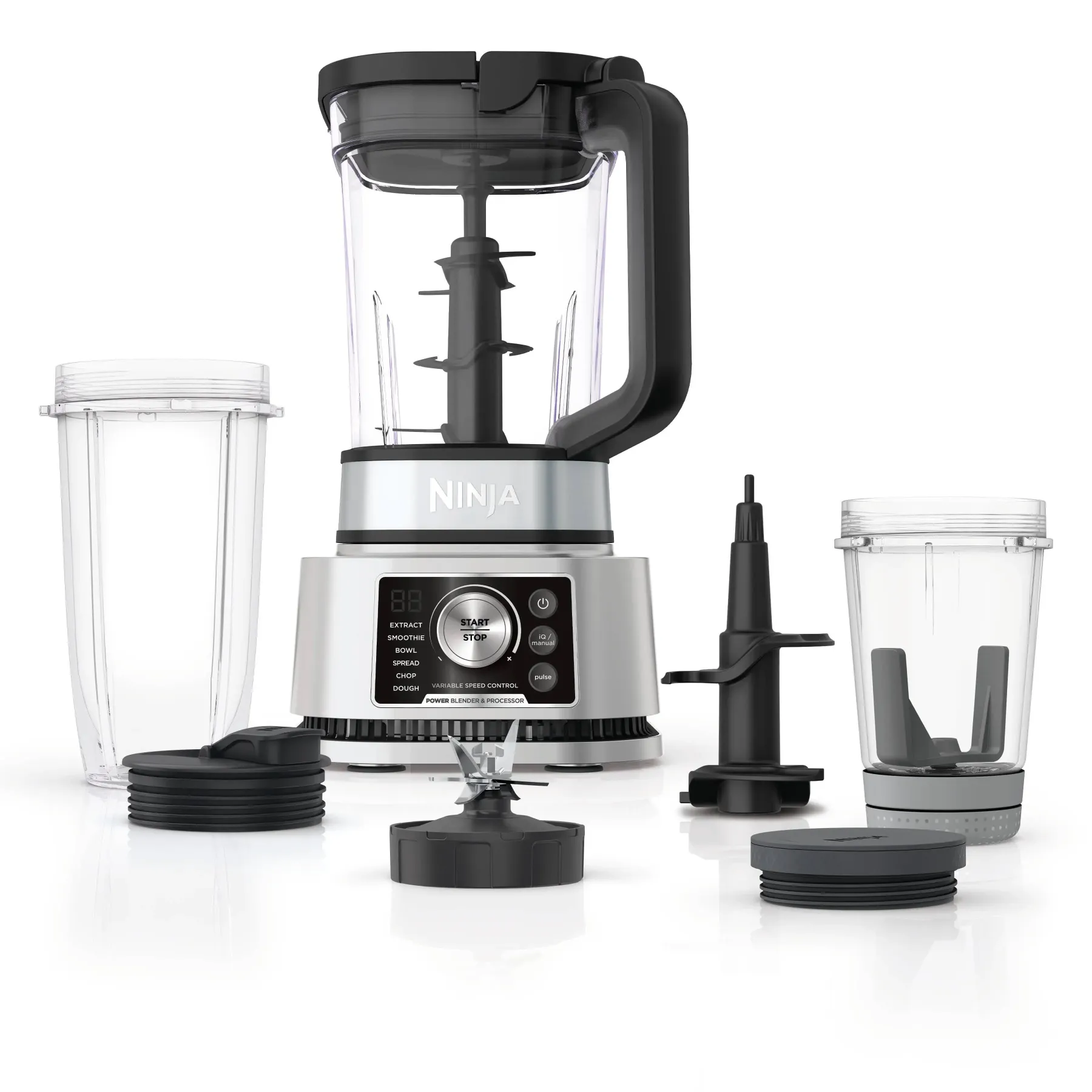 Sistema de licuadora y procesador Ninja Foodi Power con accesorio para bowls de batido y extractor de nutrientes + Licuadora 4 en 1 de 1400 W - SS351