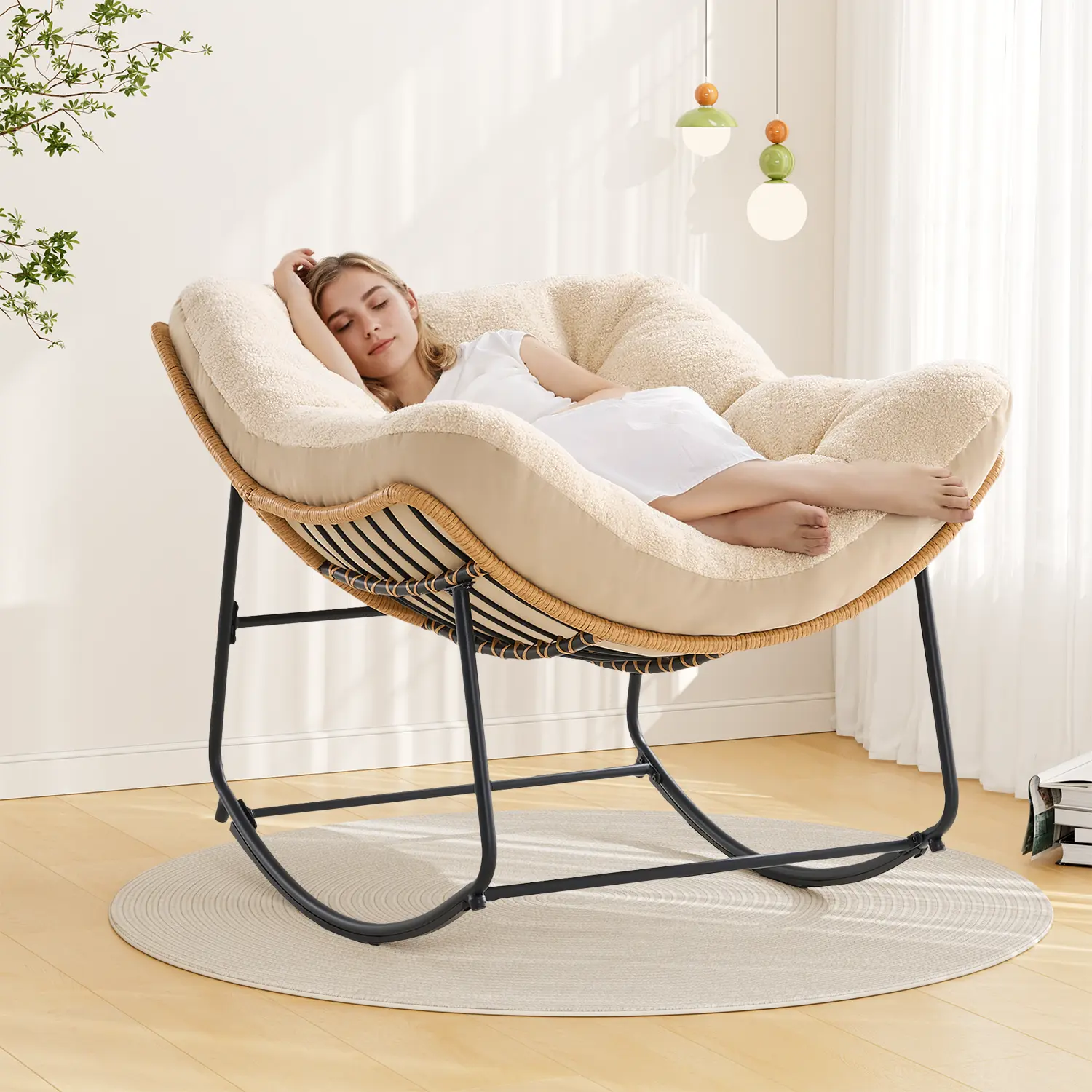 Mecedora ONBRILL de gran tamaño para interiores y exteriores: cómoda silla Papasan