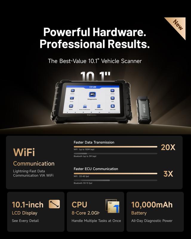 [Summervibes] TOPDON ONE — Herramienta de diagnóstico automotriz bidireccional de 10.1" (Escáner OBD2), con función Pass-Thru J2534, codificación de ECU, más de 50 servicios, escaneo completo de sistemas (TopFix AI) y mapeo de topología OE.