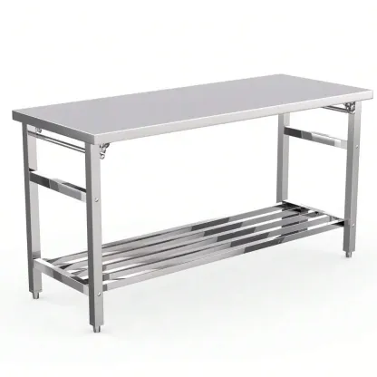 Mesa de Trabajo de Acero Inoxidable Plegable 60 × 150 cm
