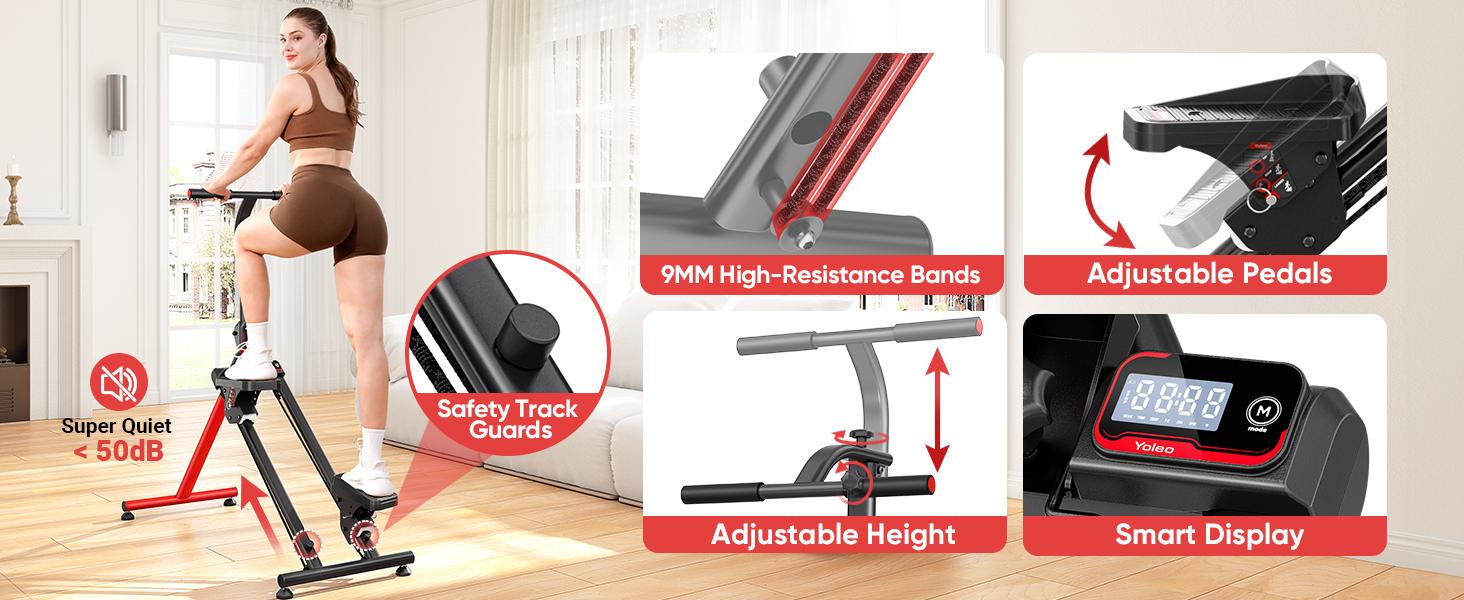 YOLEO Steppers for Exercise at Home, Adjustable Stair Stepper with 3 Workout Modes,Folding Cardio Stair Master with Ski Simulation Mode & Oversized Pedal,90% Pre-Assembled Stair Climber with Handlebar YOLEO Steppers for Exercise at Home, Adjustable Stair Stepper with 3 Workout Modes,Folding Cardio Stair Master with Ski Simulation Mode & Oversized Pedal,90% Pre-Assembled Stair Climber with Handlebar
