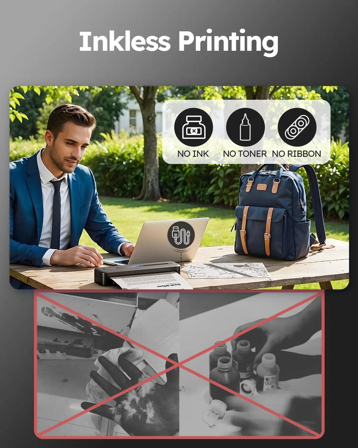 Impresora portátil Bluetooth Phomemo M08F sin tinta
