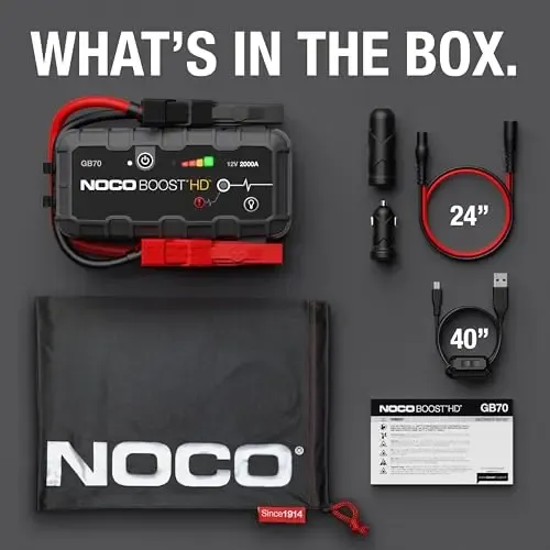 Arrancador de baterías NOCO Boost HD GB70 2000A UltraSafe para motores de gasolina de 8.0L y diésel de 6.0L