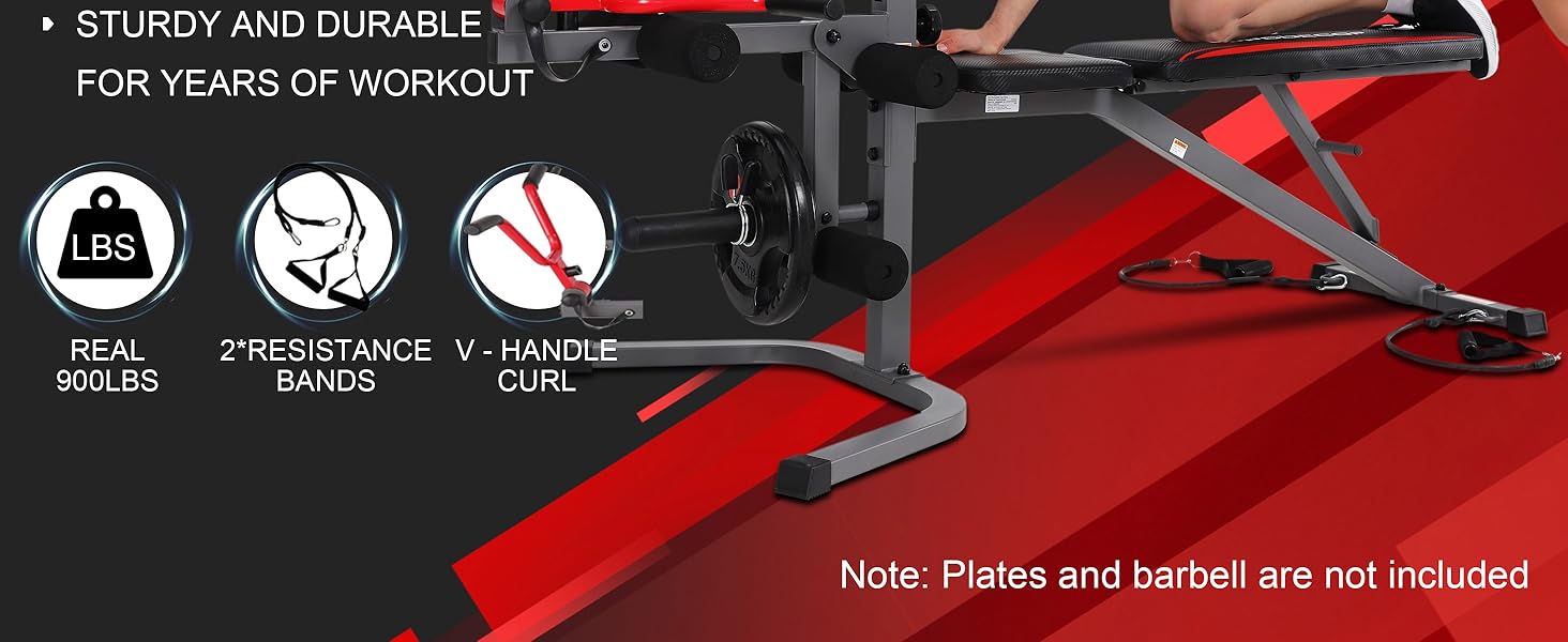 OppsDecor Olympic 900LBS Capacity Adjustable Weight Bench Press with Leg Extension & Preacher Curl Pad&ndash;Home Workout Exercise Equipment for At-Home Gyms, At Home Gym Equipment,SummerWins