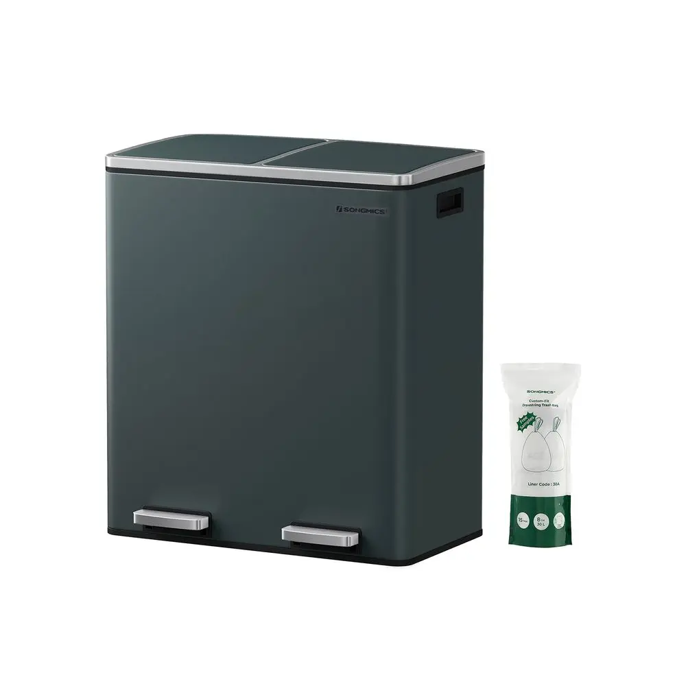 Bote de Basura Doble de Acero Inoxidable 60 L