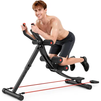 Máquina de abdominales con banda elástica para entrenar en casa — Equipo plegable para ejercicios abdominales y del core — Ideal para gimnasios domésticos