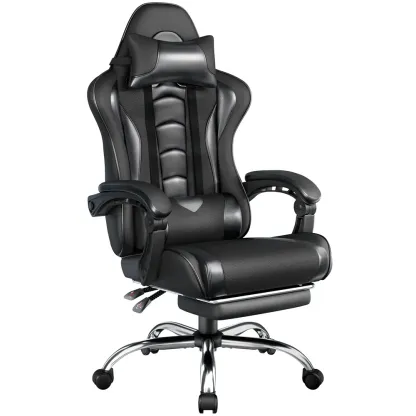 Silla gaming ergonómica con masaje y reposapiés