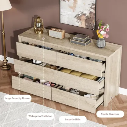 Cómoda Cajonera de Madera de 6 Cajones