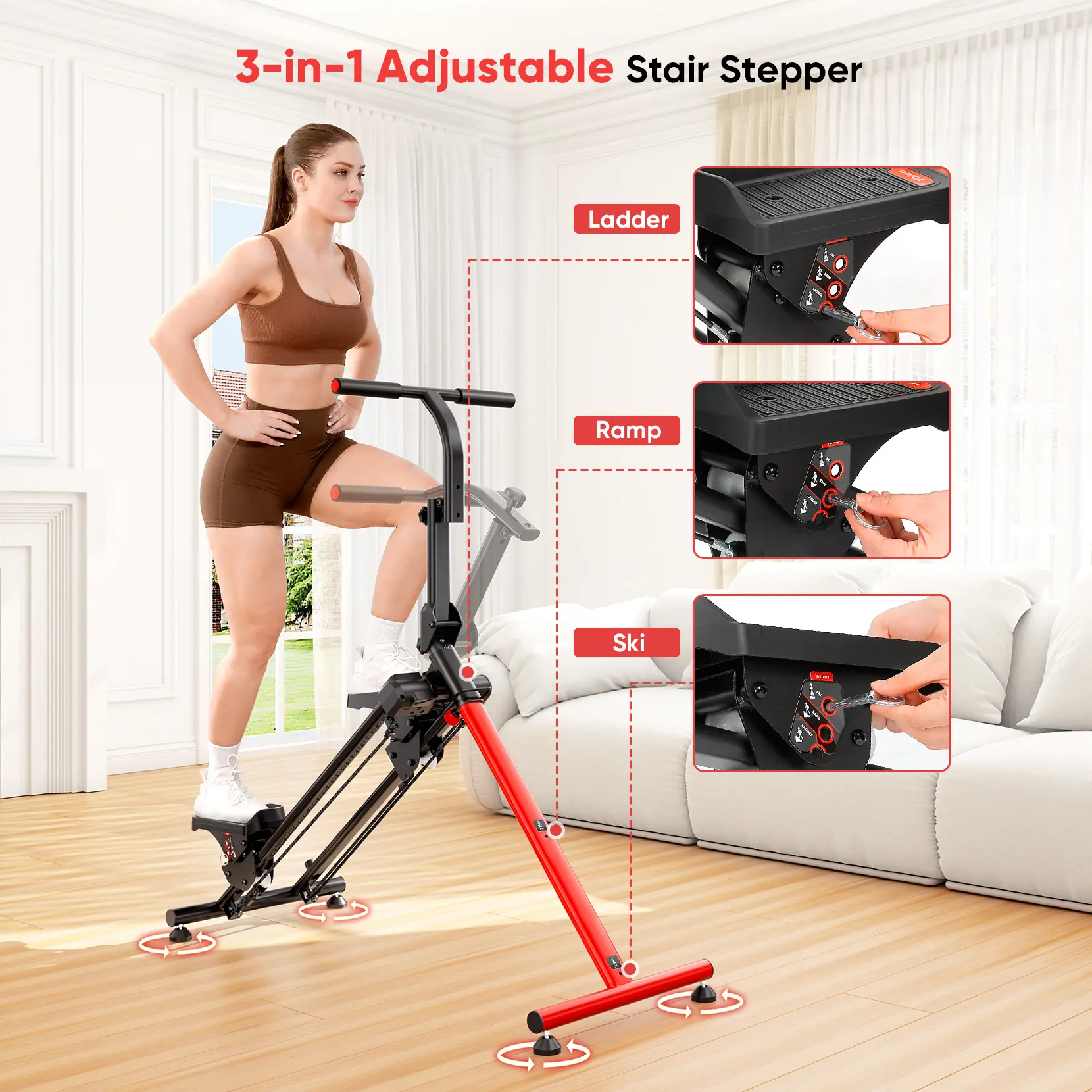 Escalera ajustable YOLEO con 3 modos de entrenamiento