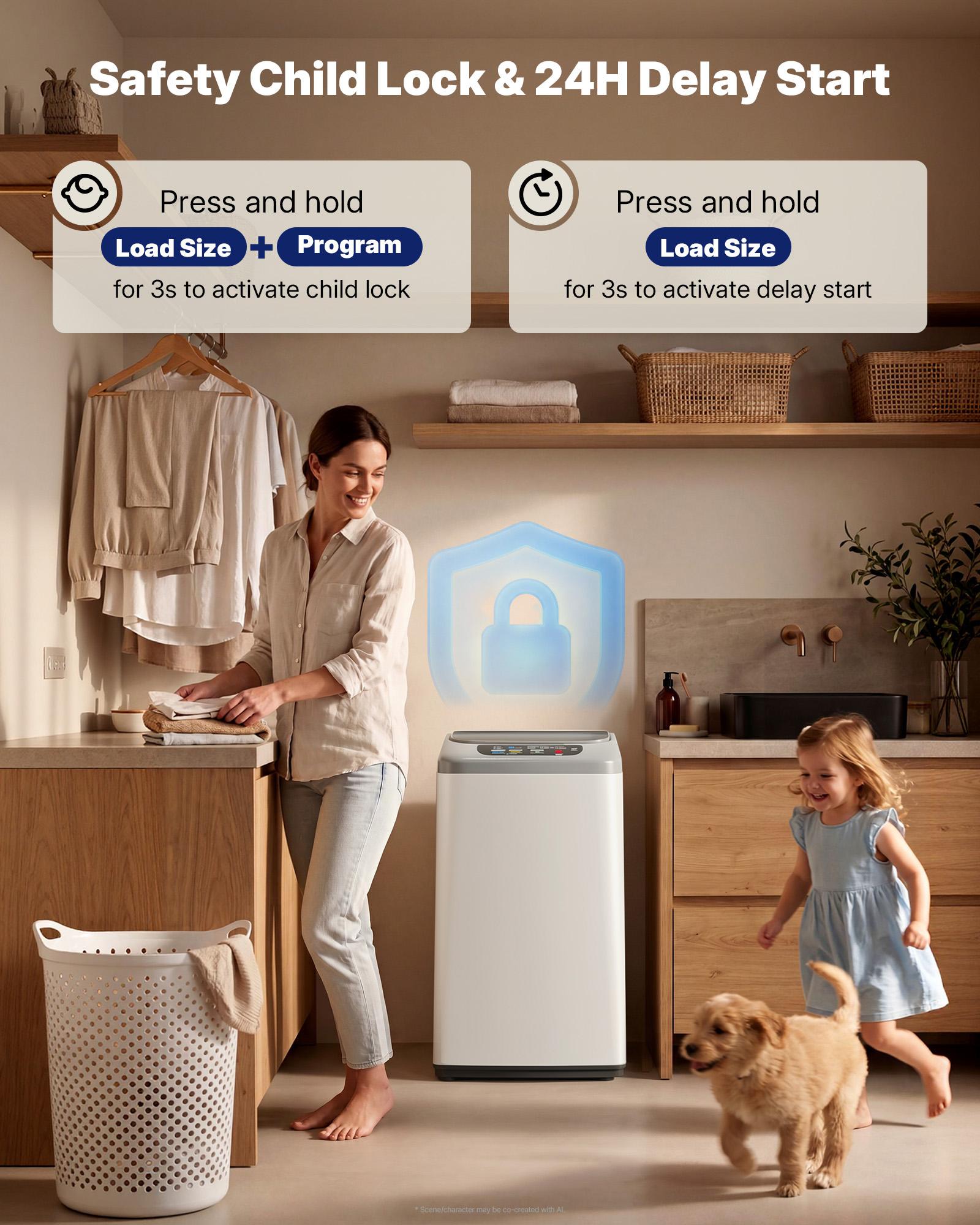 Upstreman Fully Automatic Compact Top Load Laundry Machine, 0.9 Cu.Ft Top Load Washer and Spinner Combo with Steel Drum, 8 Wash Cycles, LED Display, 24H Delay Start for Apartment, Dorm-WM