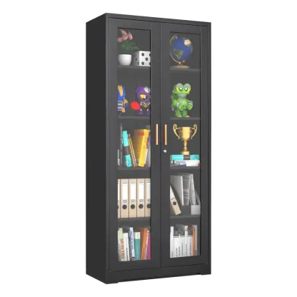 POLUP Armario independiente, resistente e impermeable de 71 pulgadas: vitrina rectangular de vidrio con puerta con cerradura, estructura metálica y puerta de cristal, 4 estantes ajustables, base plana, decoración moderna para el hogar; mueble de almacenam