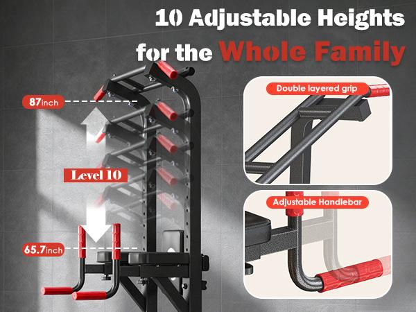 Dland 500LB Power Tower &ndash; 10-Level Adjustable Pull Up Bar & Dip Station, 5-in-1 Strength Training Equipment for Home Gym, Heavy Duty Whole Body Workout, Beginner Friendly #TikTokShopStockUp
