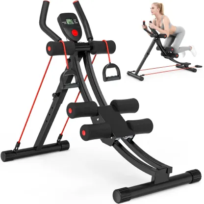 Máquina de abdominales con banda elástica para entrenar en casa — Equipo plegable para ejercicios abdominales y del core — Ideal para gimnasios domésticos
