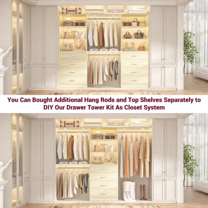 Sistema de vestidor moderno de 21,3 pulgadas: 4 cajones de madera, estantes de almacenamiento ajustables, armario estrecho y resistente con sistema antivuelco, organización personalizable para espacios pequeños, organizador de almacenamiento para dormitor