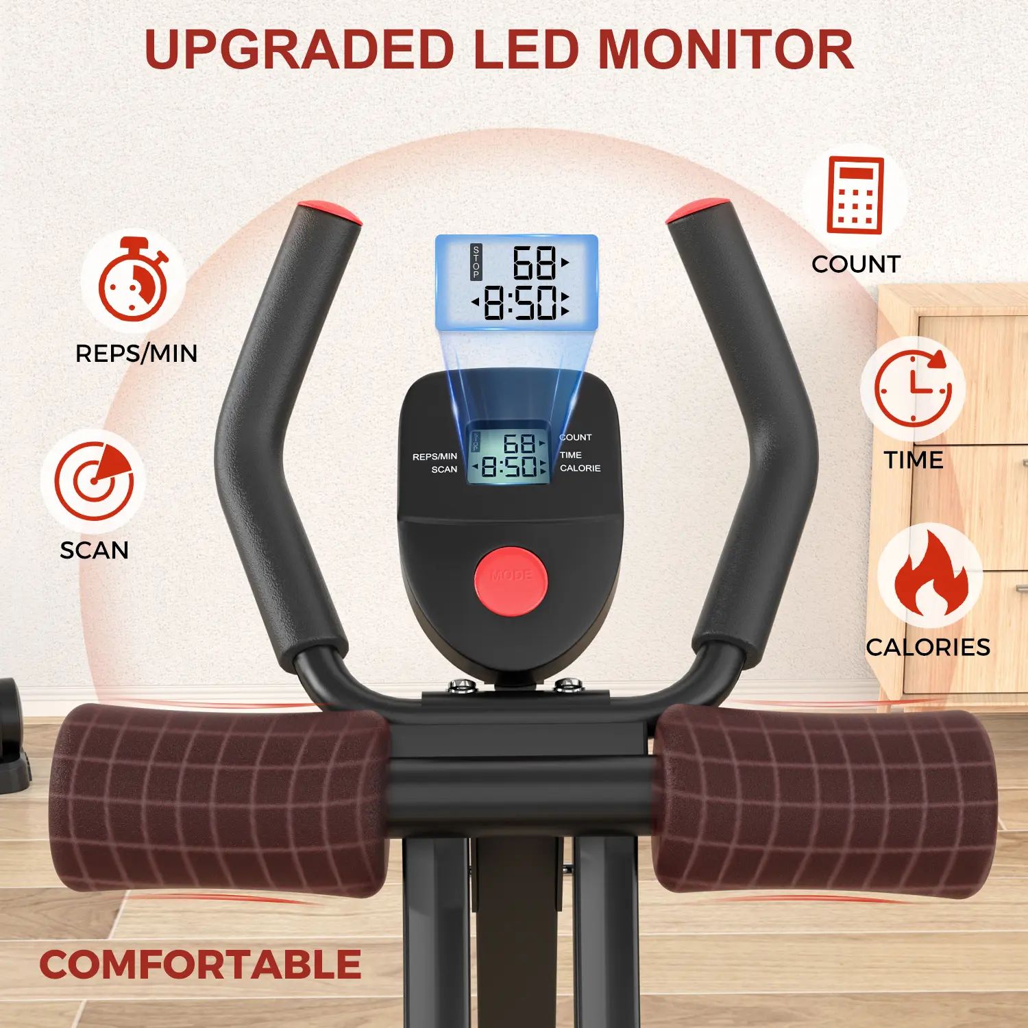 Máquina de abdominales con banda elástica para entrenar en casa — Equipo plegable para ejercicios abdominales y del core — Ideal para gimnasios domésticos