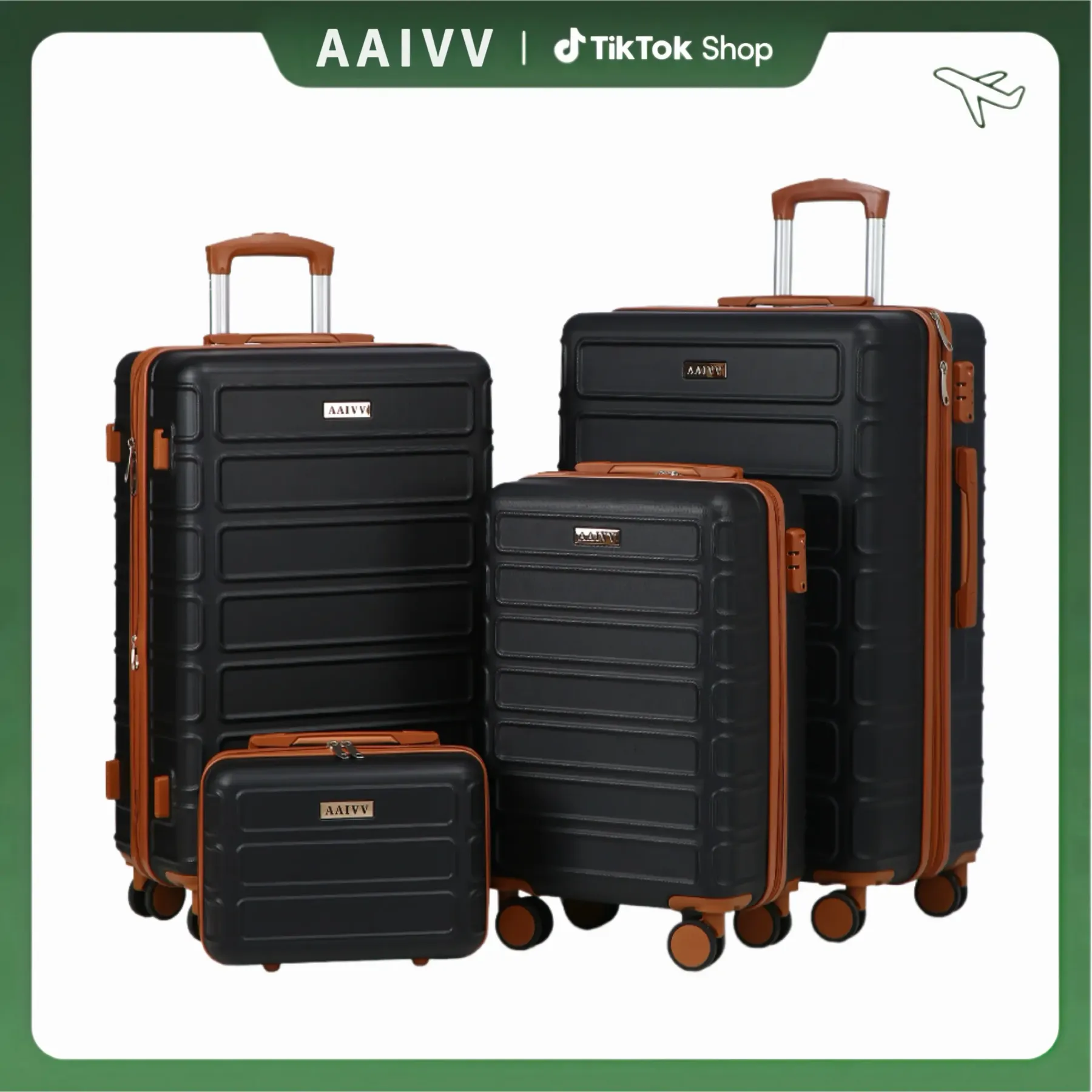 4 Piece Expandable Hardshell Luggage Set with TSA Lock