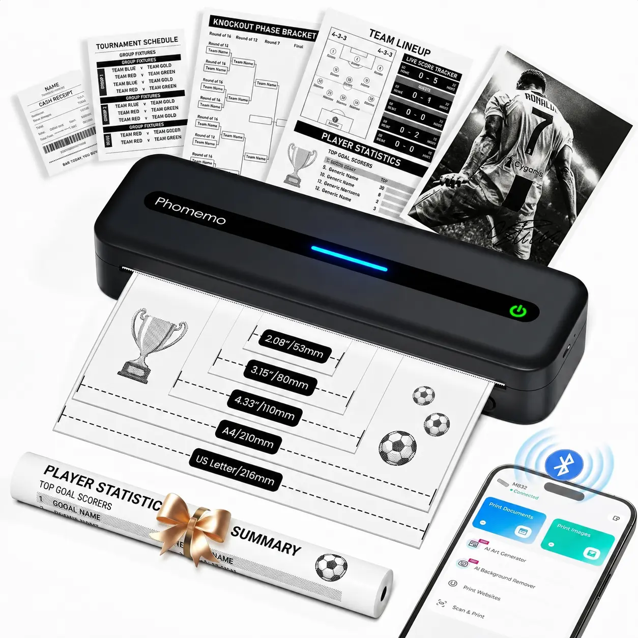 Impresora portátil Bluetooth Phomemo M08F sin tinta