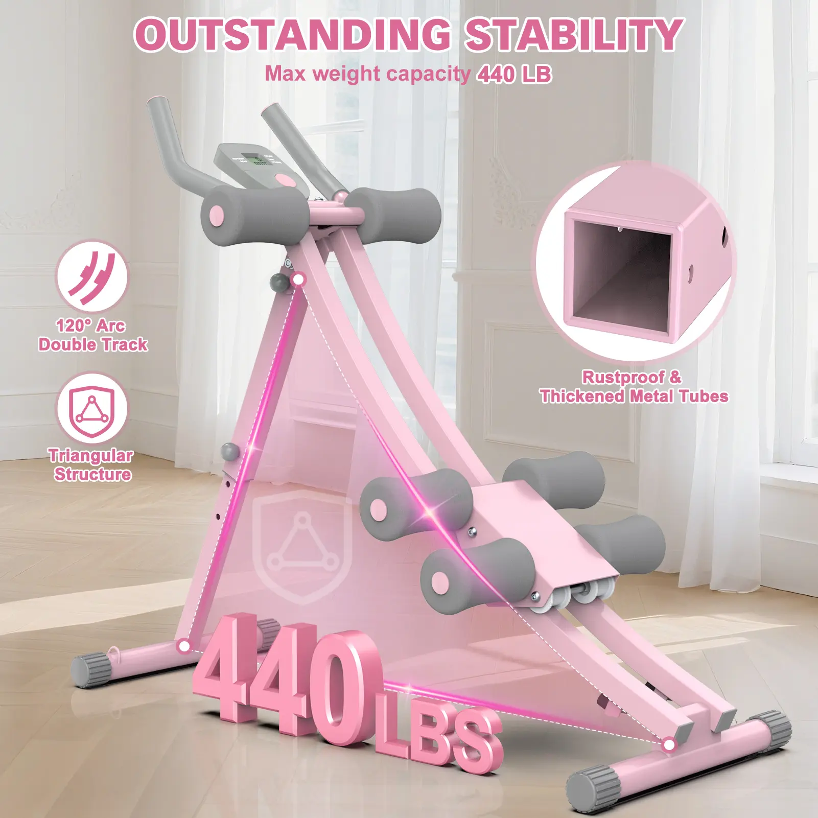 Máquina de abdominales con banda elástica para entrenar en casa — Equipo plegable para ejercicios abdominales y del core — Ideal para gimnasios domésticos