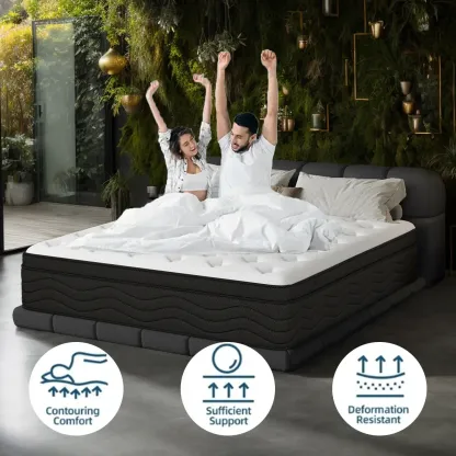 Colchón híbrido LODEIJA (tamaños Twin, Full, Queen y King) de espuma viscoelástica y resortes; firmeza media, soporte lumbar, sin fibra de vidrio; ofertas especiales, descanso confortable, regreso a clases.