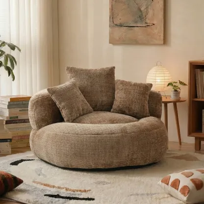 Sillón Puff Redondo Extra Grande de Chenilla